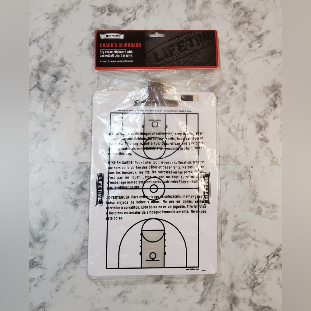 LIFETIME  Coach’s Clipboard Basketball Court Graphic With Dry Marker And Eraser